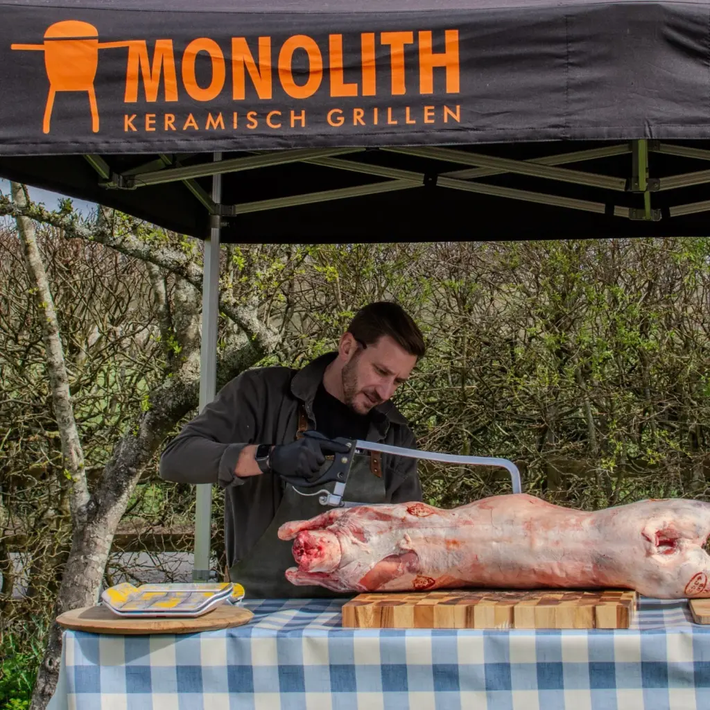 To sing the praises of spring lamb- Black Box BBQ- a specialist Outdoor Cooking & BBQ shop just outside Greatham on the Selborne Rd teamed up with Simon Taylor from Surrey Hills Butchers, who has recently opened a new whole animal butchery at The Hogs Back Brewery, to extol the virtues of new season spring lamb.