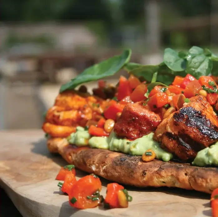 BBQ+Recipe+-+Barbecue+Monkfish+with+Chorizo,+Avocado+&+Romesco+Salsa+1