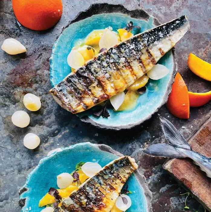 BBQ+Recipe-+Warm+mackerel+salad+with+orange 1