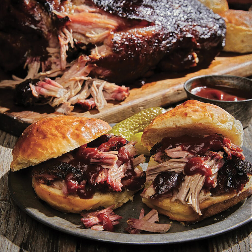Pulled pork is one of the most quintessential dishes of Southern barbecue, and it’s an easy dish to succeed at because it can withstand a bit of overcooking. And when you bite into that smoky flavour, it’s just so good.