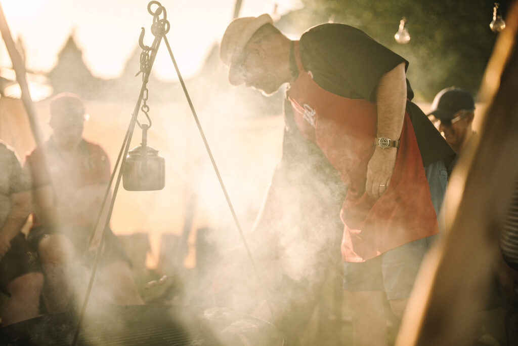 Imparting wisdom, inviting conversations, making connections and ‘turning strangers into family.’ RUPERT BATES talks to Felicity King around the fire