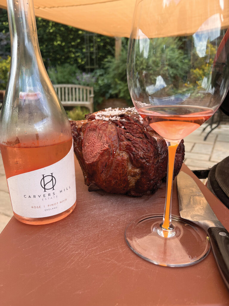 Rosé might not be the first bottle of wine you would grab to go with a juicy rib of dry-aged beef, but dry English rosé is a definite star attraction offering a freshness to balance the great British beef joint.